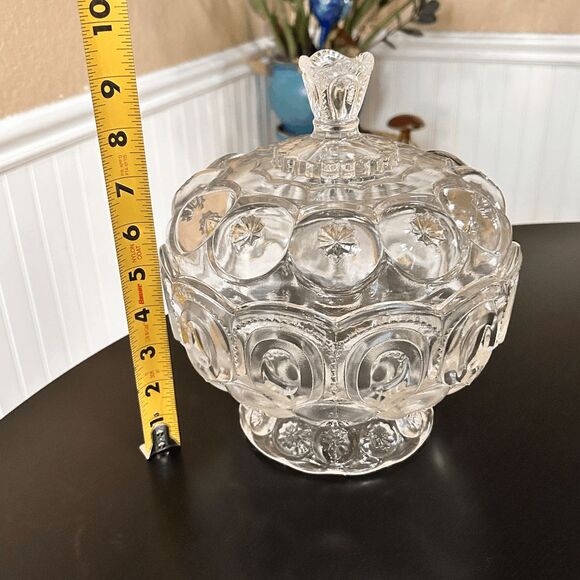 Vintage L.E. Smith Mould Weishar Glass Crystal Moon and Star Ex-Large Short Cand - Picture 7 of 10